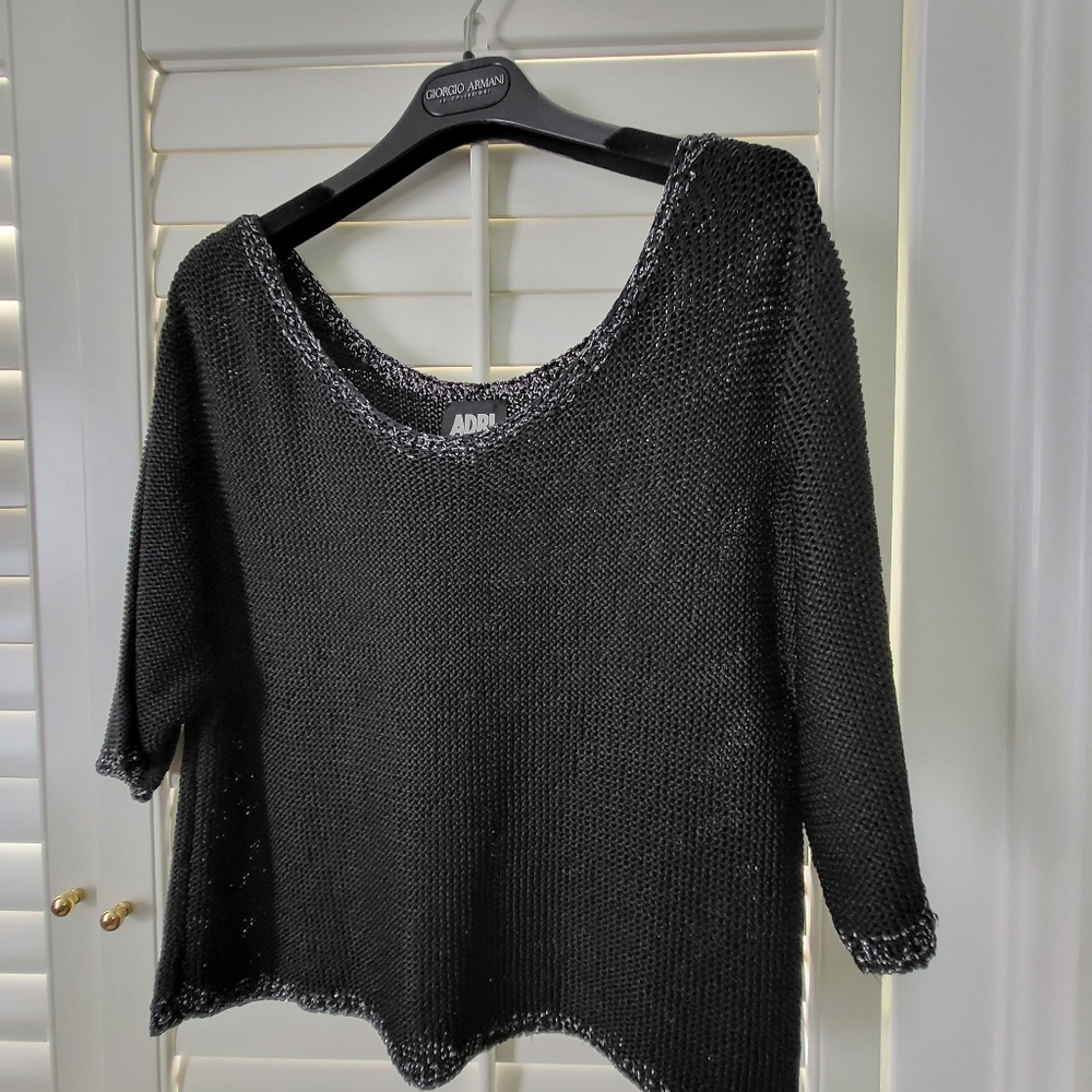 Black Knit Top, size L, but runs a bit small, closer to M
